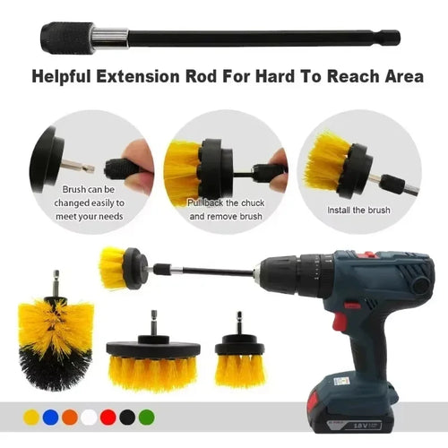 Electric Drill Scrubber Brush Kit