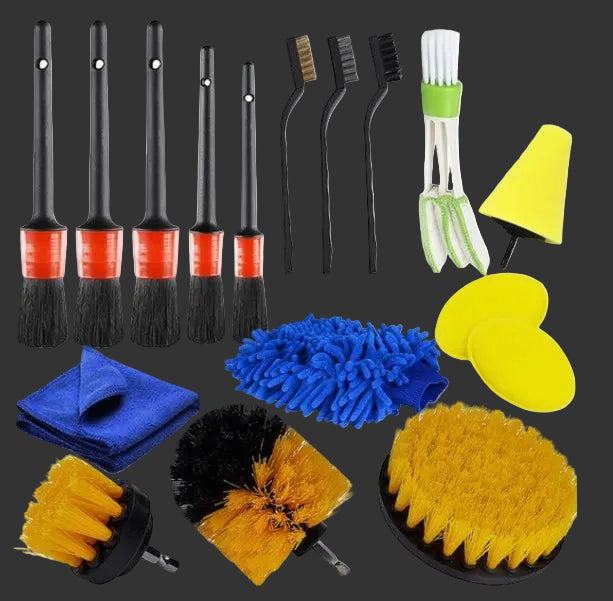 17-Piece Professional Car Detailing Brush Set — Interior, Exterior & Vent Cleaning